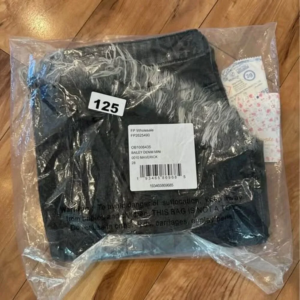 NWT Free People Bailey Fringe Denim Mini Skirt Maverick Black Size 28 $68